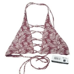 ✨NWT Dippin' Daisy's Maroon Leaf Bikini Top Small